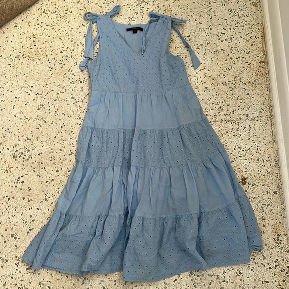 MARC NEW YORK Baby Blue Maxi Dress Easter Small Bows Tiered Baby Shower - Picture 1 of 5